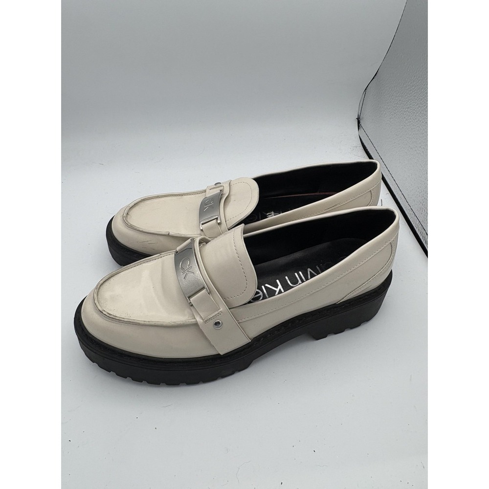 Calvin‎ Klein Shoes Womens Size 9 White KCSUZETTE2 Loafers Lug Sole Platform